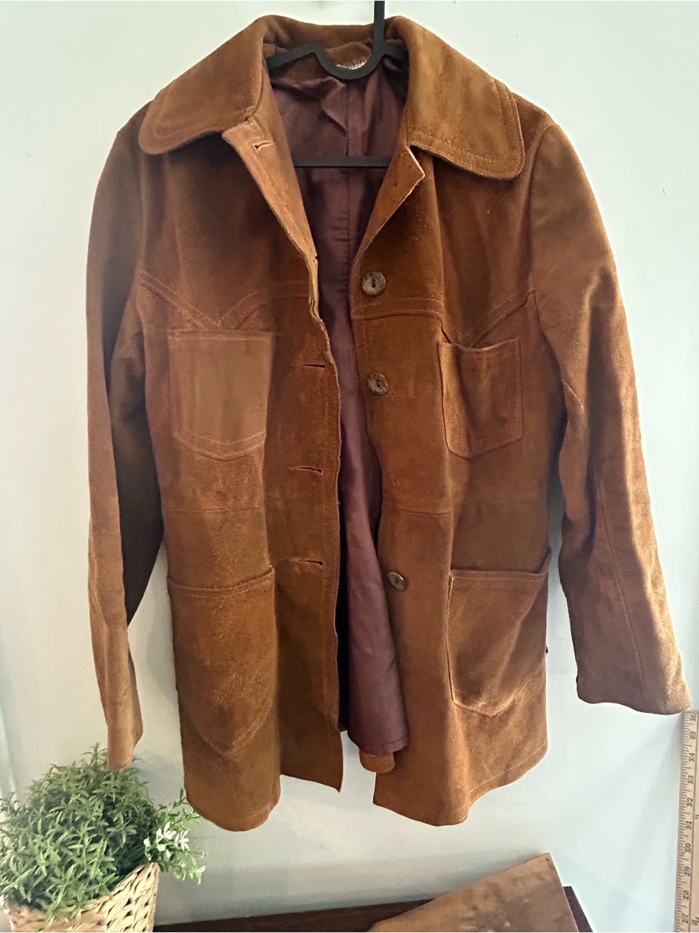 Vintage Suede Brown Western Front Yoke Double Pocket 70s country Jacket Medium
